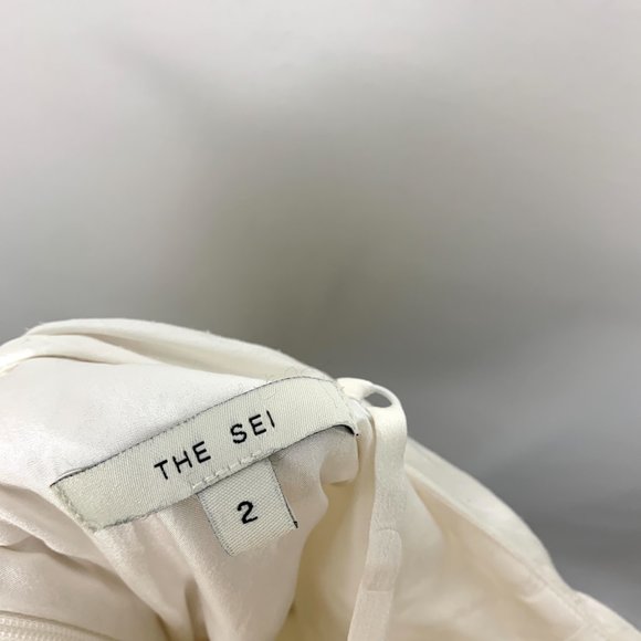 The Sei Strappy Ruched Silk Sleeveless Cocktail Mini Dress Ivory White 2 - Picture 12 of 12